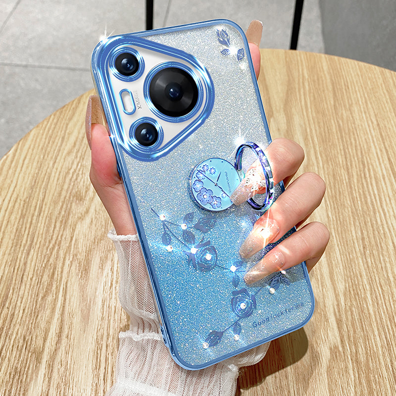 KADEM For Huawei Pura 70 Pro / Pura 70 Pro+ Kickstand Case Rhinestone Flower TPU Phone Shell KADEM For Huawei Pura 70 Pro / Pura 70 Pro+ Kickstand Case Rhinestone Flower TPU Phone Shell
